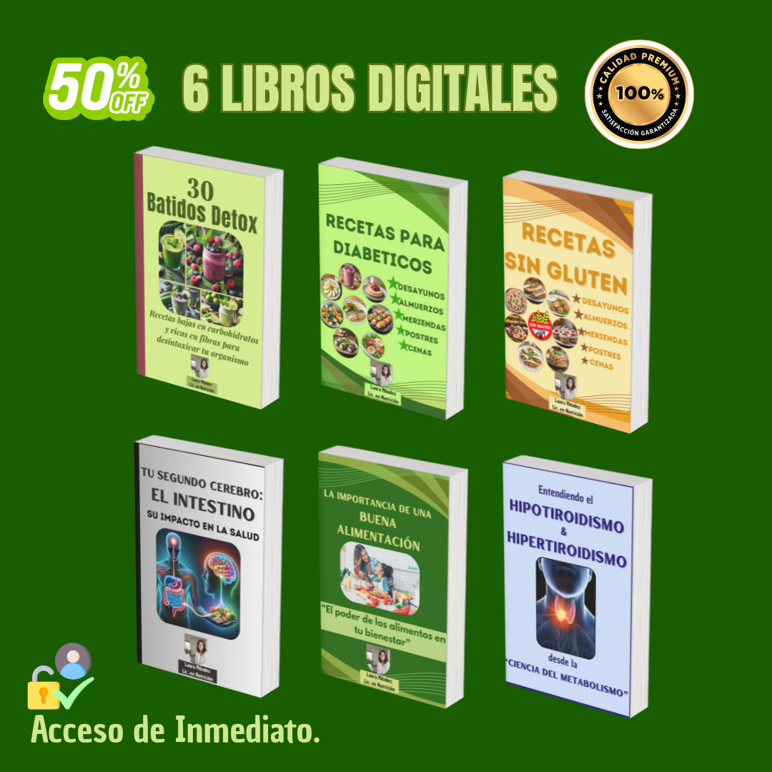 Pack Exclusivo de 6 Libros Digitales de Salud y Nutrición.